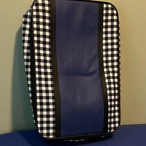 Woman Within Blue and Black Checkered Suitcase ( New Never Used )
